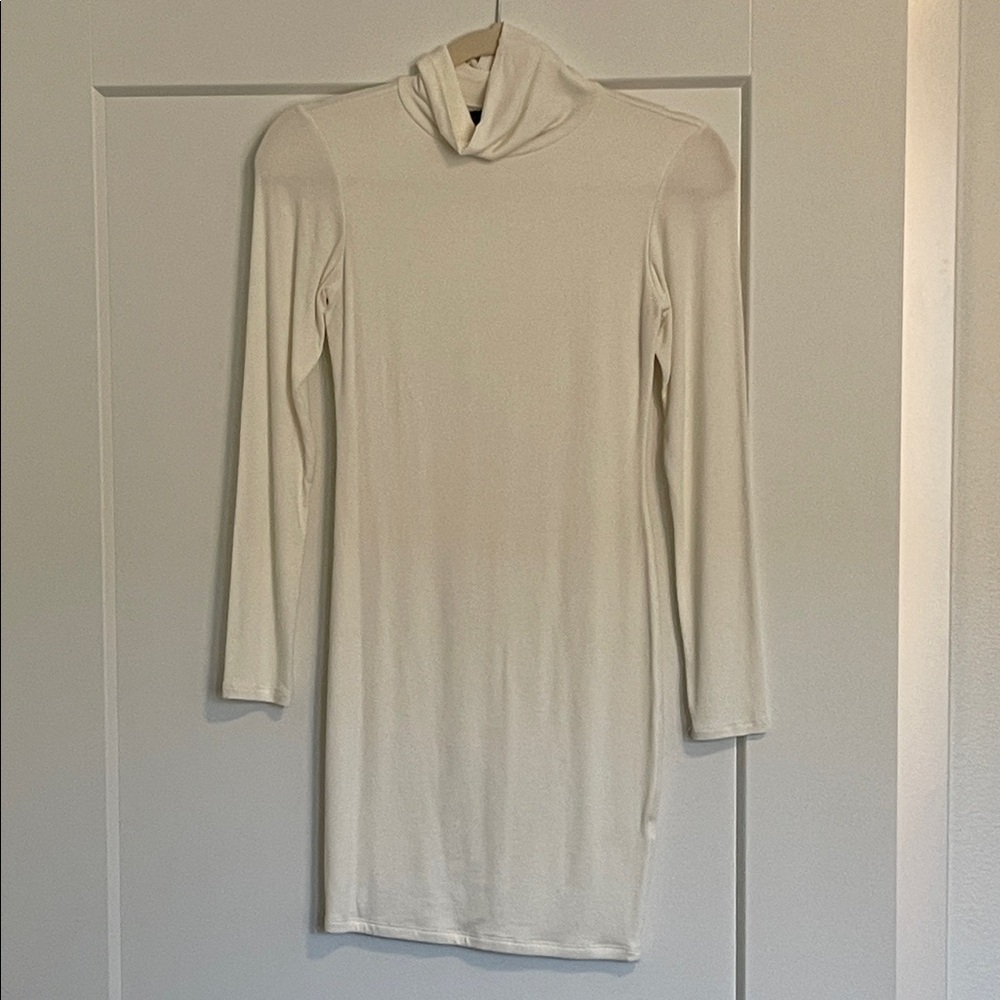 Naked Wardrobe Cream Long Sleeve Dress